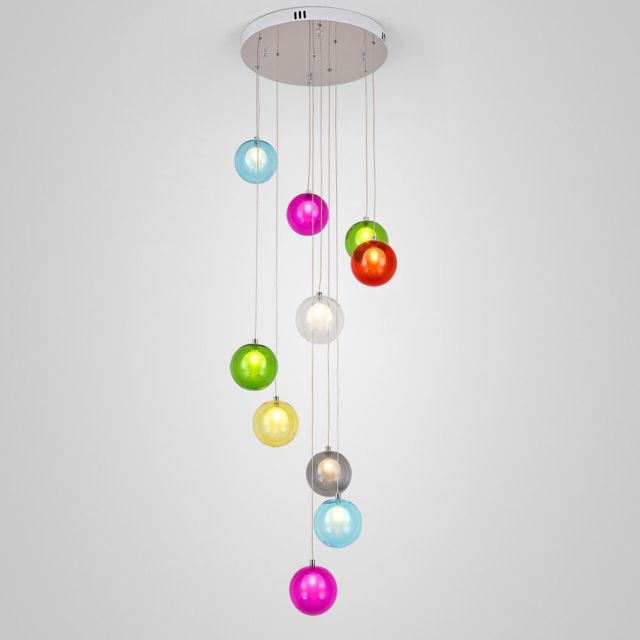 OOVOV Nordic Decorative Chandelier Creative Color Led Glass Ball Ceiling Hanging Pendant Lights Kids Room Decorative Hanging Lamp Ceiling Light