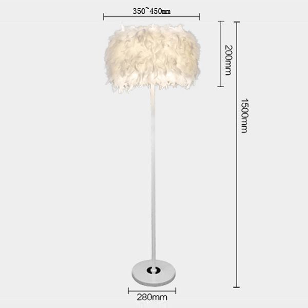 OOVOV Feather Floor Lamp Fashion Princess Room Bedroom Bedsides Floor Lighting Fixtures Living Room Floor Lights