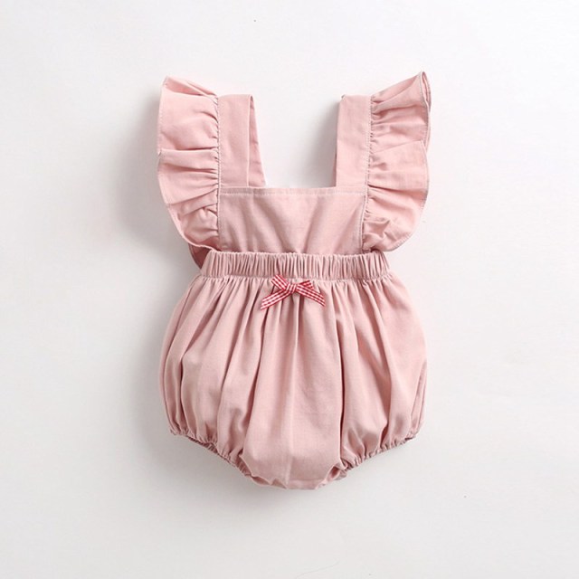 OOVOV Toddler Baby Girl Ruffled Rompers Sleeveless Cotton Romper Bodysuit Jumpsuit Baby Summer Clothes