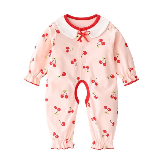 OOVOV Baby Girl Jumpsuit Cute Cotton Romper Baby and Toddler Long Sleeve Bodysuits Spring and Autumn Sleep and Play Clothes