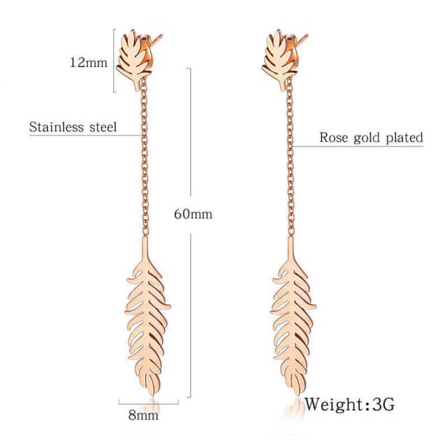 OOVOV Tassel Hoop Earring Titanium steel Gold Long Chain Drop Dangle Hook Fashion Crystal Earring for Women Girl