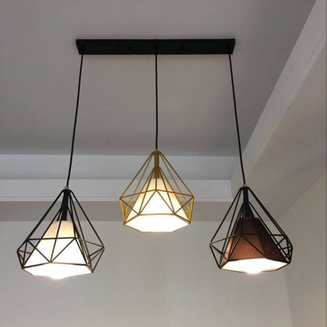 OOVOV Pendant Lighting-Creative Three-Headed Diamond Styling Iron Chandelier Restaurant Bar Chandelier Ceiling Light Fixtures