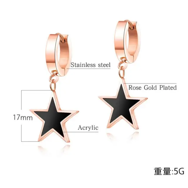 OOVOV Women Girl Stud Earrings Rose Gold Titanium Steel Earrings Roman Numeral Sasanqua Star Short Ear Buckle Jewelry