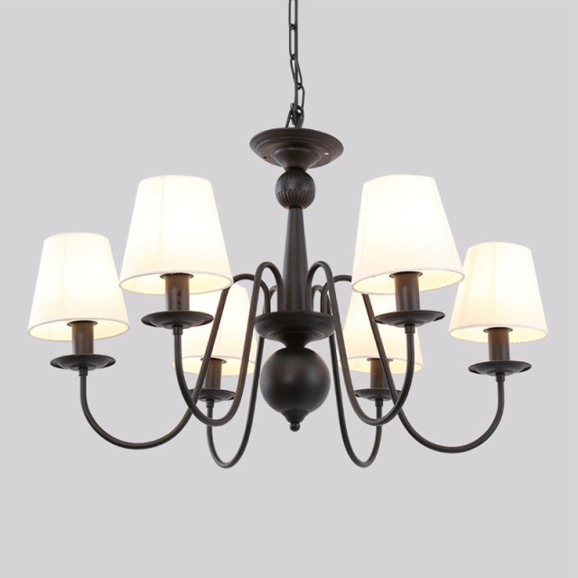 OOVOV Modern Living Room Iron Cloth Chandelier Black E14 Study Room Restaurant Bedroom Pendant Light Lamps