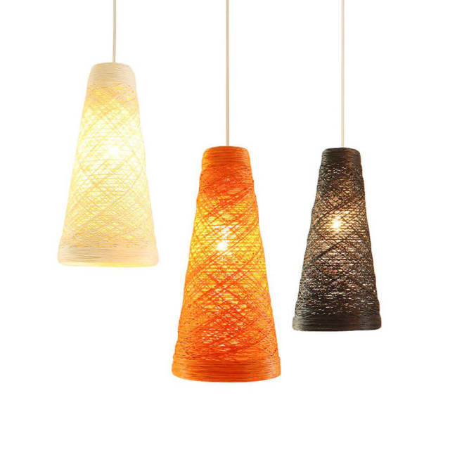 OOVOV Cone Twine line Rattan Pendant Lamps Restaurant Dining Room Cafe Bar Pendant Lamp