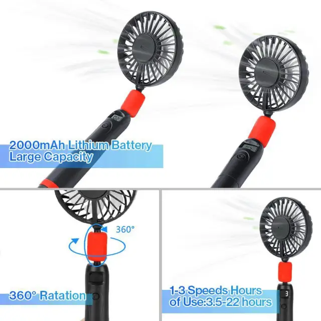 Hands Free Portable Neck Fan Removable 2PCS Fans Rechargeable