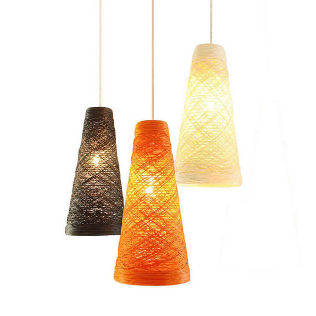 OOVOV Cone Twine line Rattan Pendant Lamps Restaurant Dining Room Cafe Bar Pendant Lamp