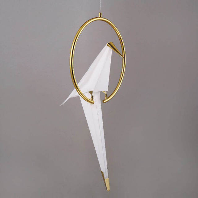 OOVOV Creative Birds Paper Cranes Chandelier Gold Iron Plastic Balcony Restaurant Cafe Bar Pendant Light Lamp