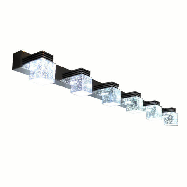 Modern LED Crystal Cube Mirror front Wall Light Indoor Bathroom Polished Chrome Wall Lamp bubble Crystal Washroom Wall Sconces