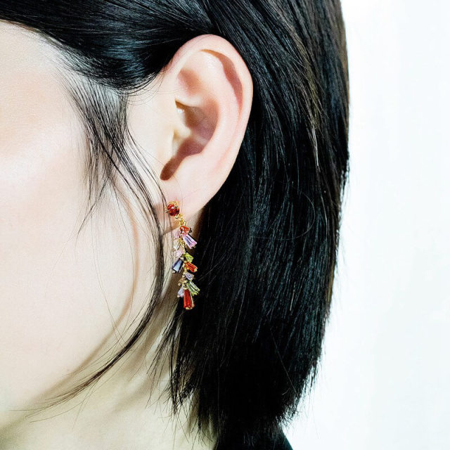 OOVOV Inlaid Zircon Tassel Earrings For Women All-match Long Earrings,Best Gift