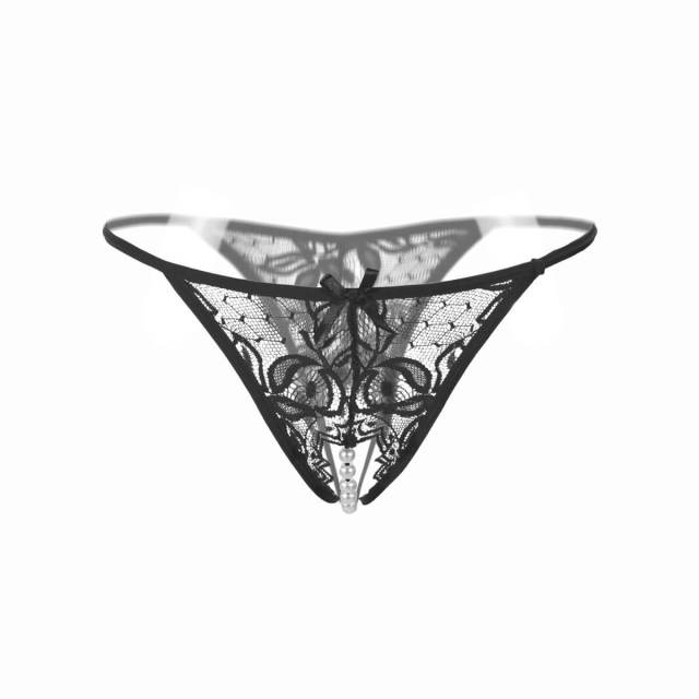 OOVOV Pearl Massage G-String Erotic Panties Sexy Women Underwear Open Crotch Lace Transparent Thong Porn Temptation Lingerie For Sex,3 Pieces