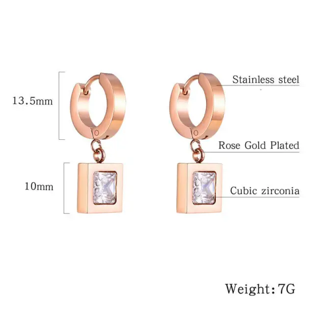 OOVOV Women Girl Stud Earrings Rose Gold Titanium Steel Earrings Roman Numeral Sasanqua Star Short Ear Buckle Jewelry