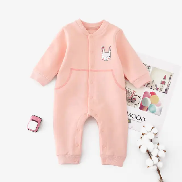 OOVOV Baby Pajamas Jumpsuit,Long Sleeve Infant Snap-button Placket One Piece Bodysuit Spring Clothes