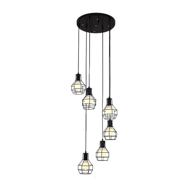 OOVOV Loft Retro Stairs Pendant Lamp Black Iron Industrial Style Restaurant Bar Cafe Duplex Stair Staircase Long Pendant Light