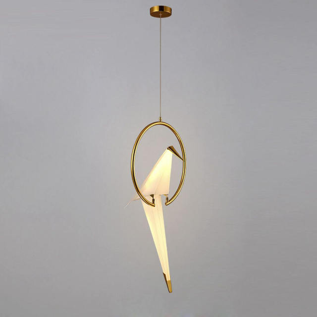 OOVOV Creative Birds Paper Cranes Chandelier Gold Iron Plastic Balcony Restaurant Cafe Bar Pendant Light Lamp