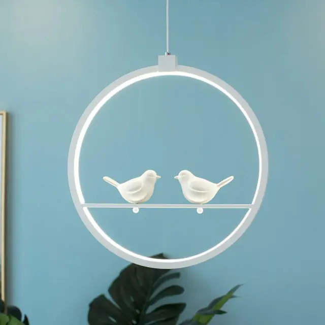 OOVOV Nordic LED Birds Bar Cafe Pendant Light Restaurant Balcony Hallway Pendant Lamp Black White Aluminum Resin