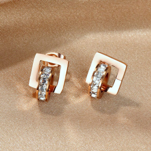 OOVOV Style Design Fashion Rose Gold Stud Earring for Women Girls Jewelry Hoop Earrings