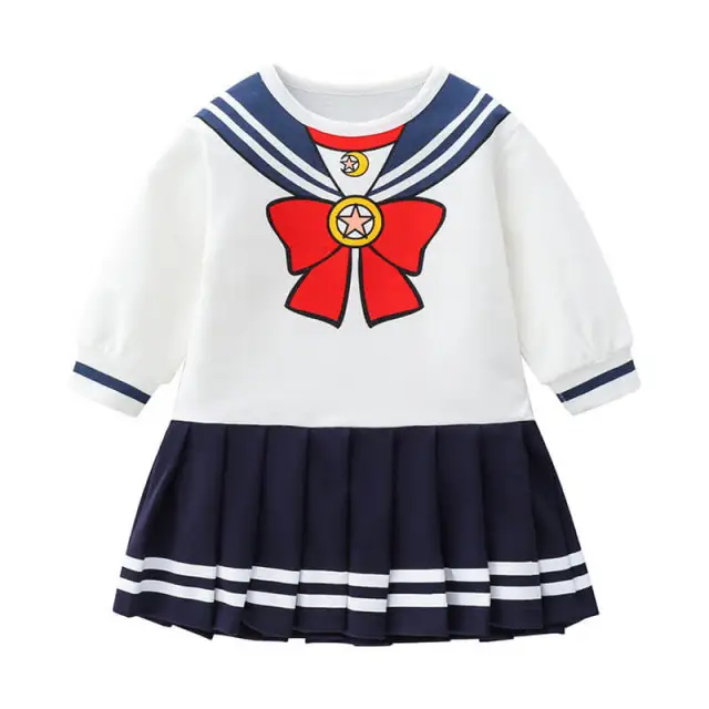 OOVOV Toddler Baby Girl Long Sleeve Dress One Piece Sailor Moon Spring Clothes