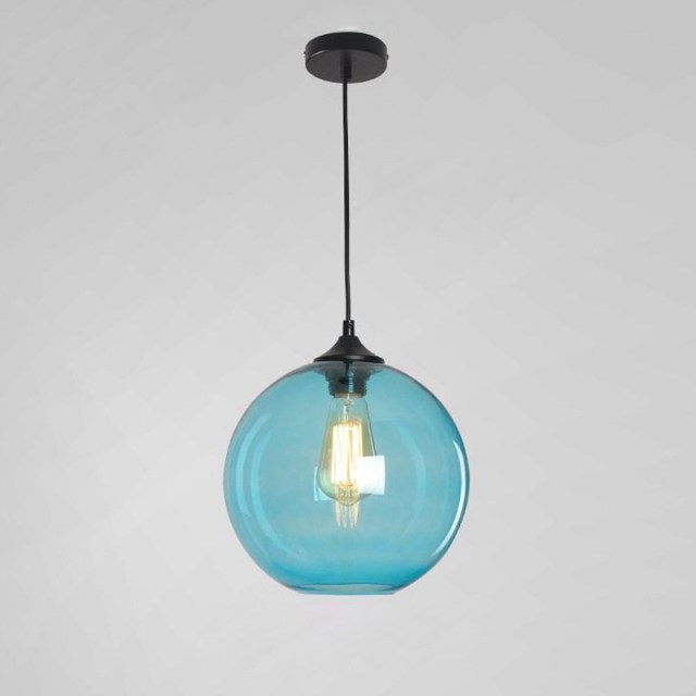 OOVOV Glass Pendant Light Modern Kitchen Pendant Lighting with Colored Lamp Shade Glass Hanging Pendant Ceiling Light Fixture for Living Room Bedroom