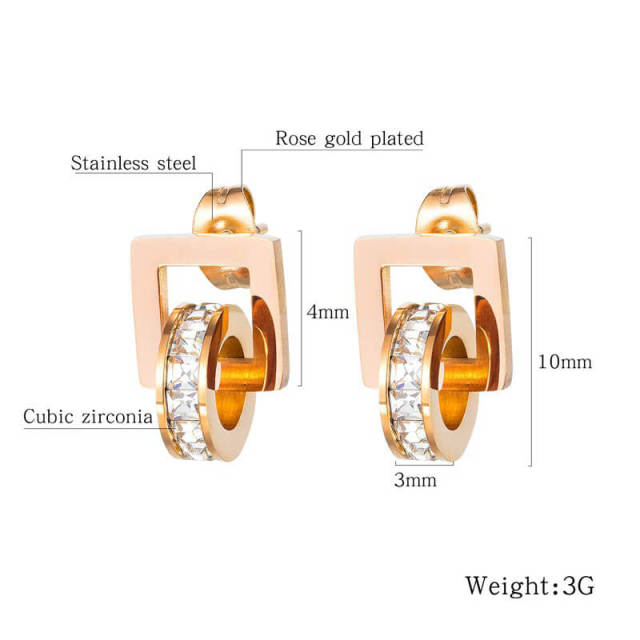 OOVOV Style Design Fashion Rose Gold Stud Earring for Women Girls Jewelry Hoop Earrings