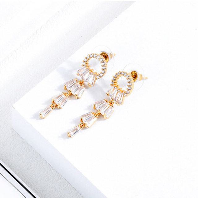 OOVOV Inlaid Zircon Tassel Earrings For Women All-match Long Earrings,Best Gift