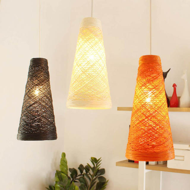 OOVOV Cone Twine line Rattan Pendant Lamps Restaurant Dining Room Cafe Bar Pendant Lamp