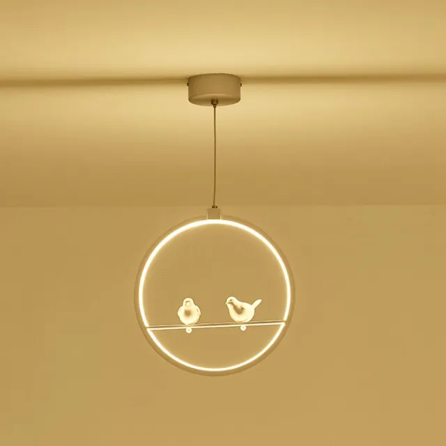 OOVOV Nordic LED Birds Bar Cafe Pendant Light Restaurant Balcony Hallway Pendant Lamp Black White Aluminum Resin