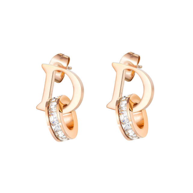 OOVOV Style Design Fashion Rose Gold Stud Earring for Women Girls Jewelry Hoop Earrings