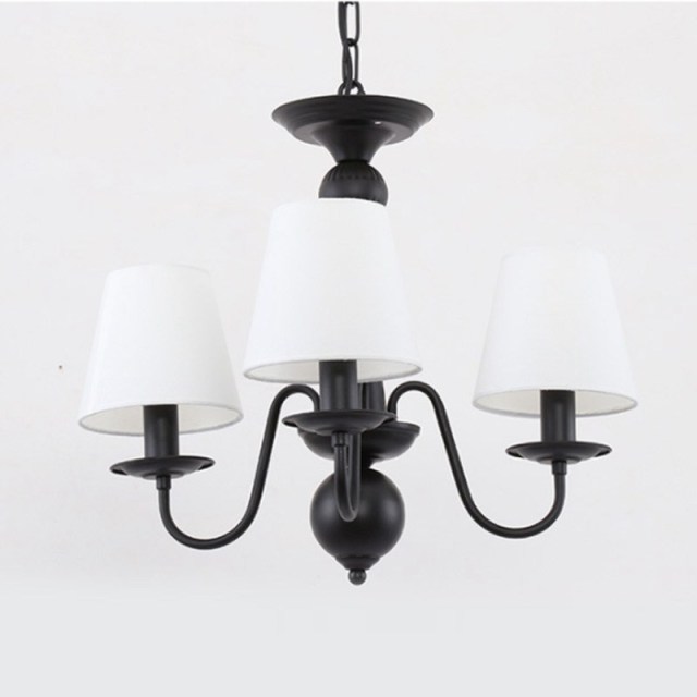 OOVOV Modern Living Room Iron Cloth Chandelier Black E14 Study Room Restaurant Bedroom Pendant Light Lamps