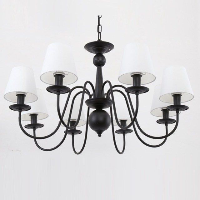 OOVOV Modern Living Room Iron Cloth Chandelier Black E14 Study Room Restaurant Bedroom Pendant Light Lamps