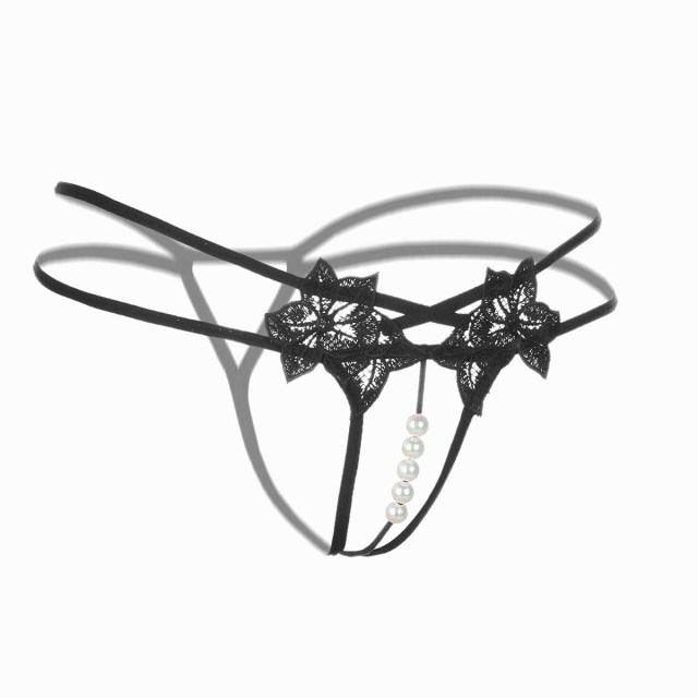 OOVOV Women Sexy Lingerie Hot Erotic Sexy Panties Open Crotch Imitation Pearl Massage Porn Lace Underwear Underpants Sex Wear Briefs,3 Pieces