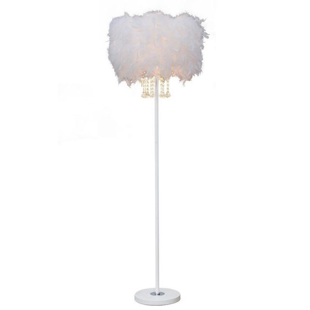 OOVOV Feather Floor Lamp Simple Crystal Floor Lamp Height 59.1&quot;