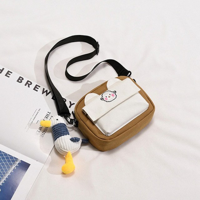 OOVOV Shoulder Bag With Duck Pendant,Canvas Bag For Women,Cross body Small Bag,Sling Bag Canvas