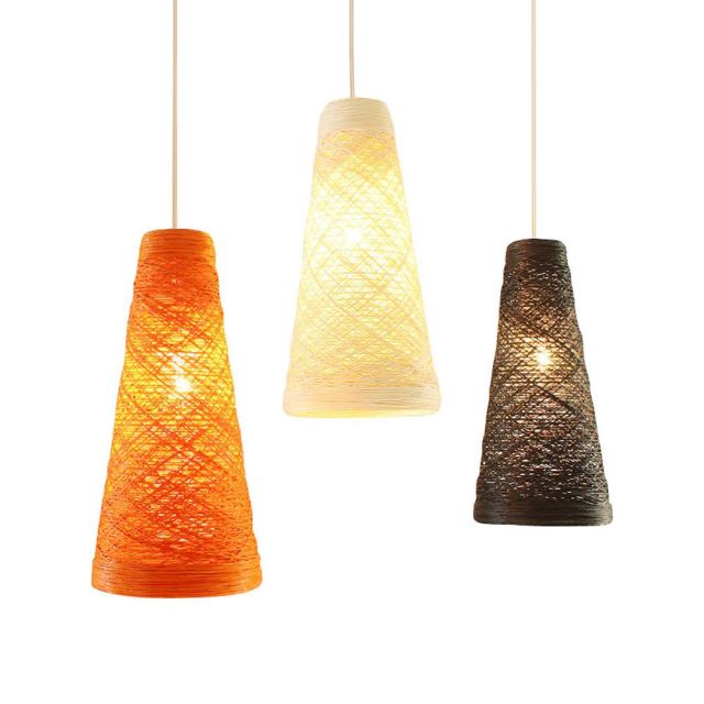 OOVOV Cone Twine line Rattan Pendant Lamps Restaurant Dining Room Cafe Bar Pendant Lamp