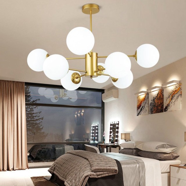 OOVOV Living Room Chandelier Glass Ball Pendant Light Modern Style Ceiling Lights Fixture for Bedroom Restaurant Store