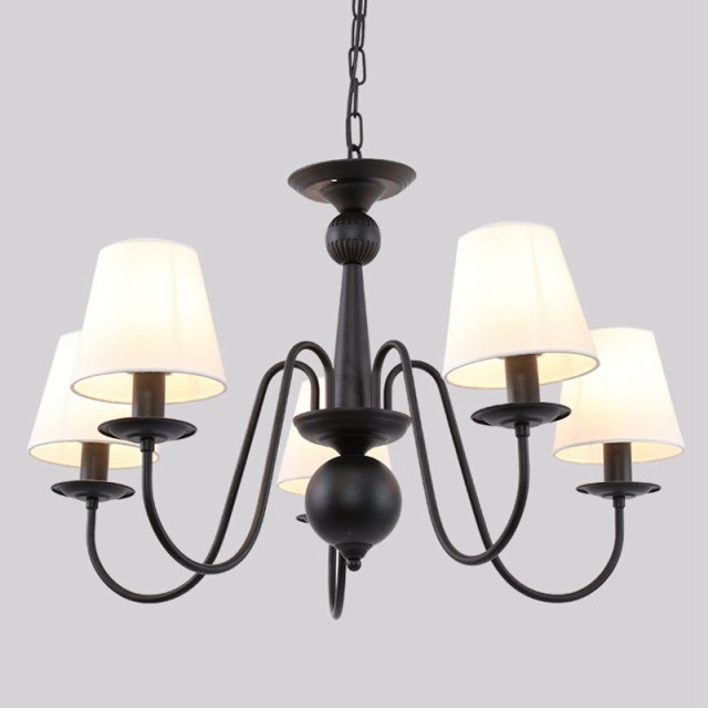 OOVOV Modern Living Room Iron Cloth Chandelier Black E14 Study Room Restaurant Bedroom Pendant Light Lamps