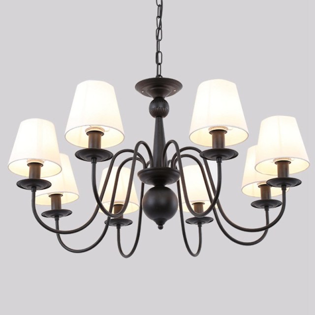 OOVOV Modern Living Room Iron Cloth Chandelier Black E14 Study Room Restaurant Bedroom Pendant Light Lamps