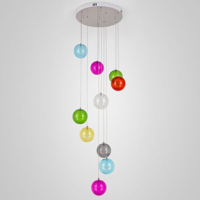 OOVOV Nordic Decorative Chandelier Creative Color Led Glass Ball Ceiling Hanging Pendant Lights Kids Room Decorative Hanging Lamp Ceiling Light