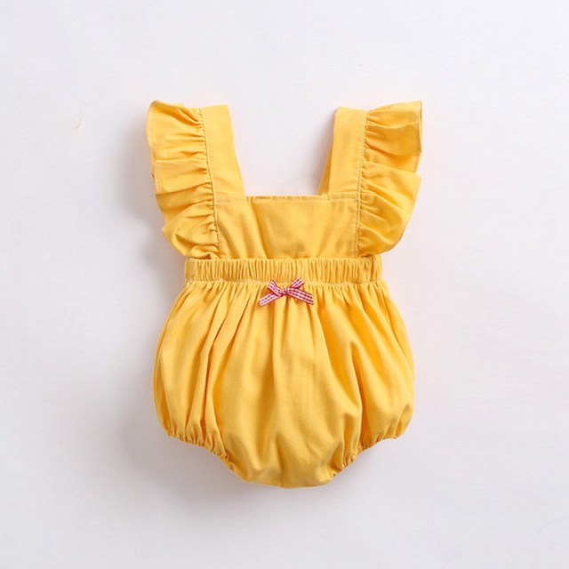 OOVOV Toddler Baby Girl Ruffled Rompers Sleeveless Cotton Romper Bodysuit Jumpsuit Baby Summer Clothes