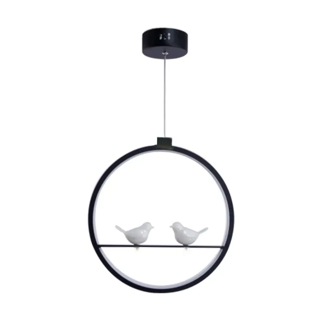 OOVOV Nordic LED Birds Bar Cafe Pendant Light Restaurant Balcony Hallway Pendant Lamp Black White Aluminum Resin