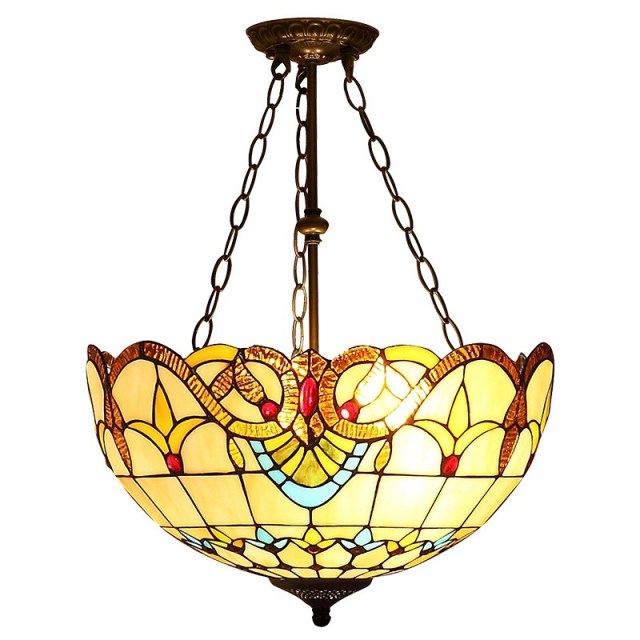 OOVOV Retro Tiffany Flower Anti-Chandelier 16&quot; Retro Glass Bedroom Study Room Restaurant Pendant Light Lamp Fixtures