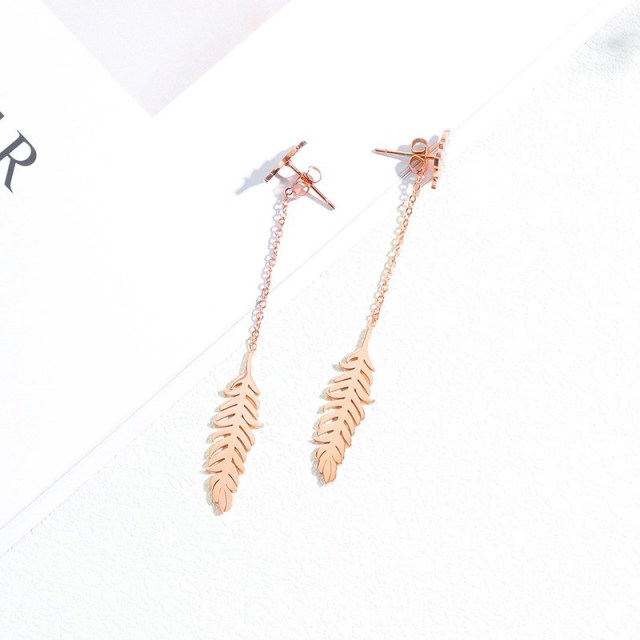 OOVOV Tassel Hoop Earring Titanium steel Gold Long Chain Drop Dangle Hook Fashion Crystal Earring for Women Girl