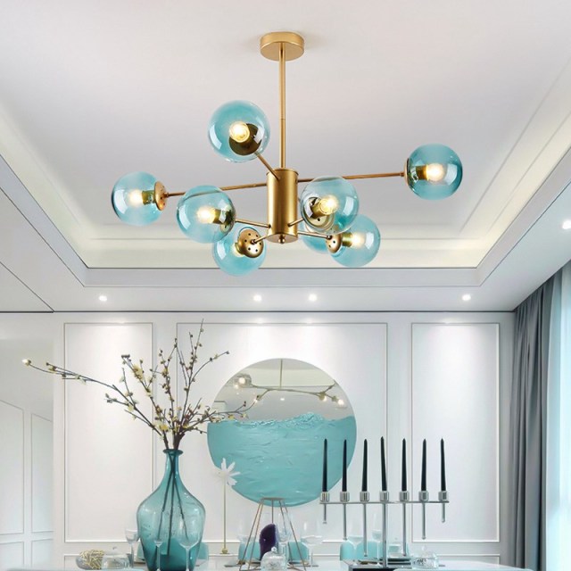 OOVOV Living Room Chandelier Glass Ball Pendant Light Modern Style Ceiling Lights Fixture for Bedroom Restaurant Store