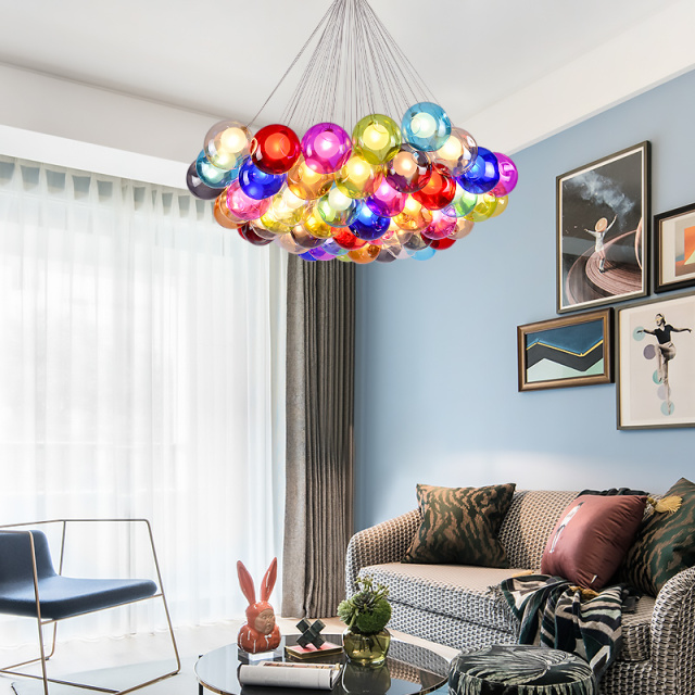 Nordic Colorful Bubble Glass Pendant Lights Adjustable Dining Room Glass Soapsuds Ceiling Pendant Light Soap Bubble Party Bar Bedroom Art Deco Luminai