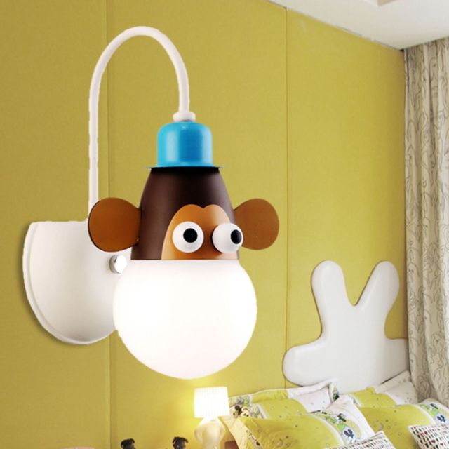 Animal Wall Sconces - OOVOV Wall Light Fixtures Indoor Creative Cartoon Monkey Wall Sconces Lighting Bedside Lamps for Bedrooms Decor Wall Lamp Gift