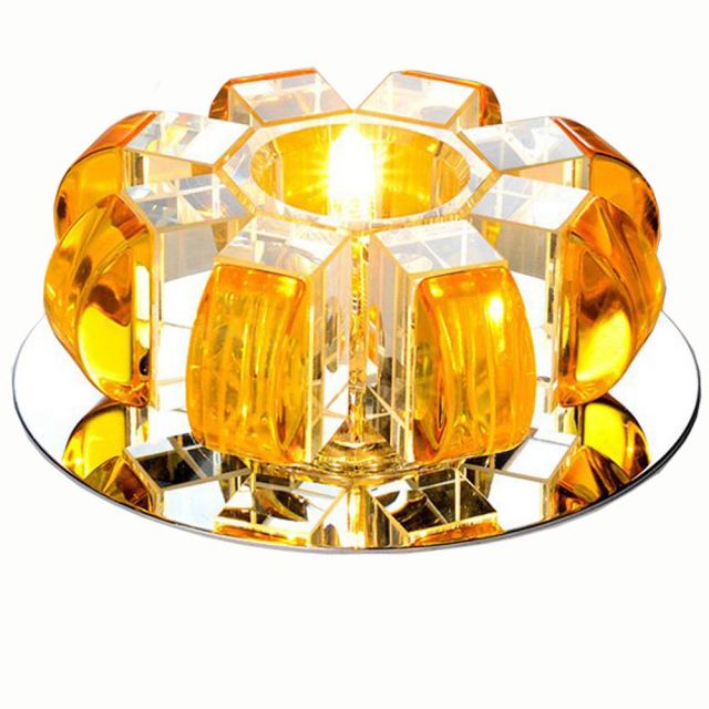 Modern Pumpkin Crystal LED Hallway Corrider Ceiling Lamp Flower Crystal Porch Living Room Ceiling Light Semi Flush Mounted Ceiling Lights