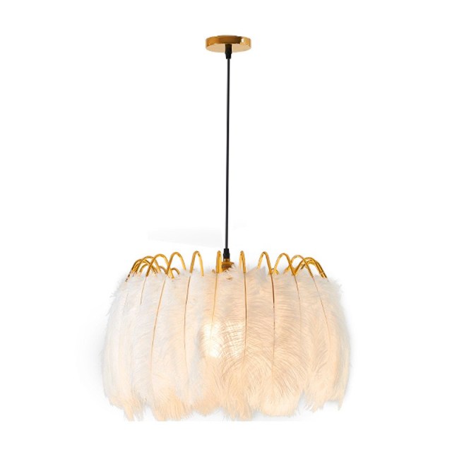 OOVOV White Feather Ceiling Pendant Light Ceiling Lamps Fixtures 19.7 Inch E27 for Childrens Room Living Room Bedroom