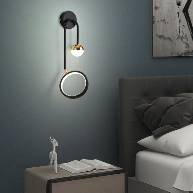 OOVOV Living Room LED Wall Lamp Fashion Bedroom Bedsides Wall Light Creative Simple Black Balcony Hallway Wall Lights