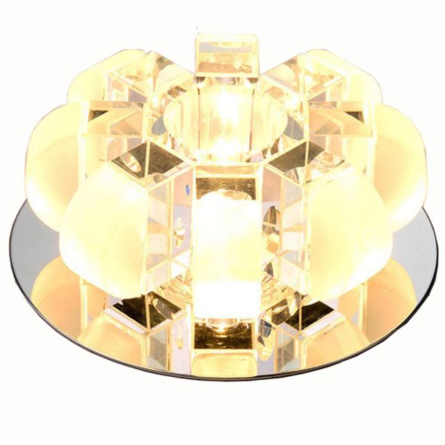 Modern Pumpkin Crystal LED Hallway Corrider Ceiling Lamp Flower Crystal Porch Living Room Ceiling Light Semi Flush Mounted Ceiling Lights