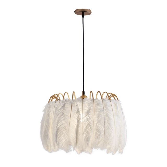 OOVOV White Feather Ceiling Pendant Light Ceiling Lamps Fixtures 19.7 Inch E27 for Childrens Room Living Room Bedroom